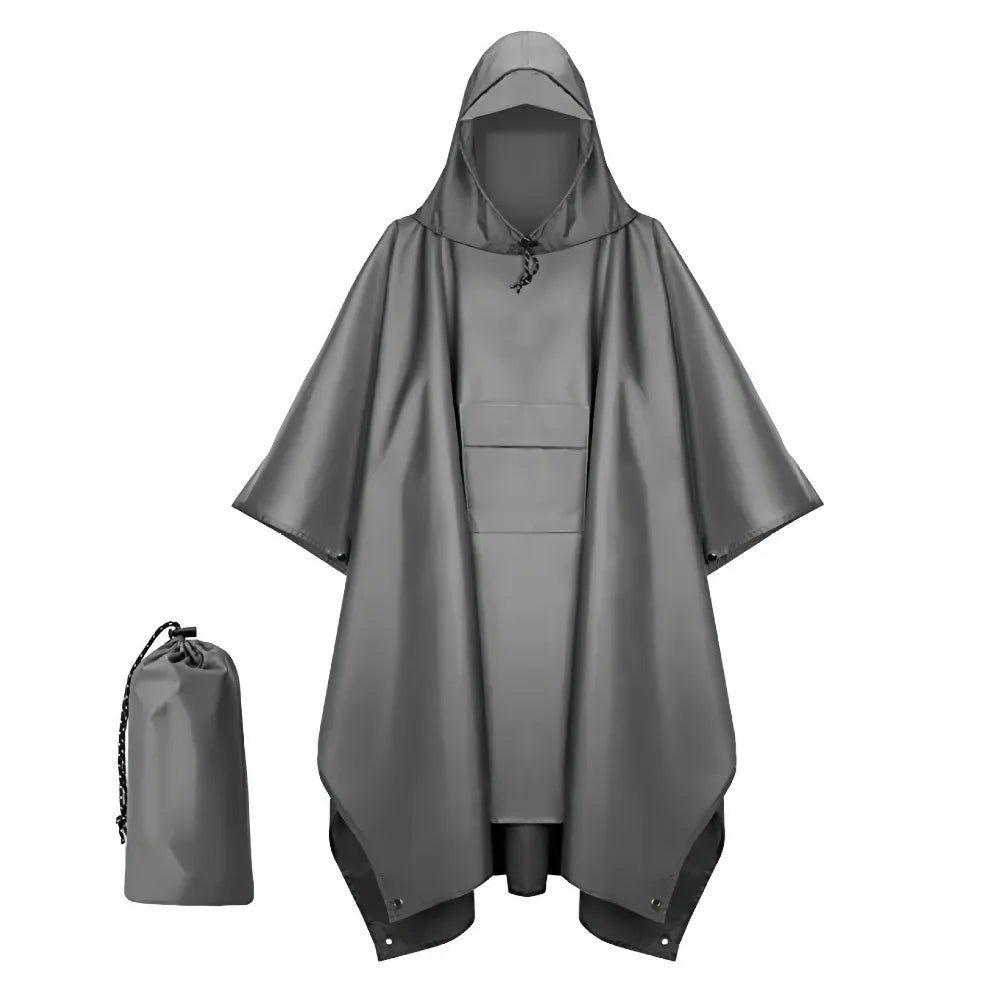 3-in-1 Hooded Waterproof Raincoat – Lightweight Outdoor Poncho