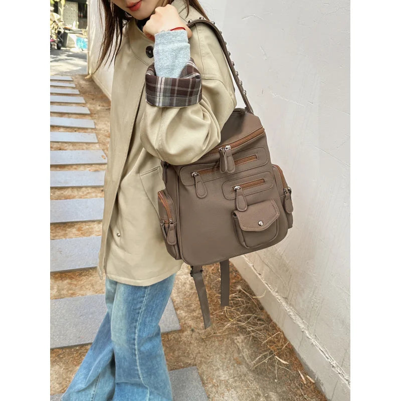 Women's Soft Leather Large Backpack – Travel & Commuter Bag