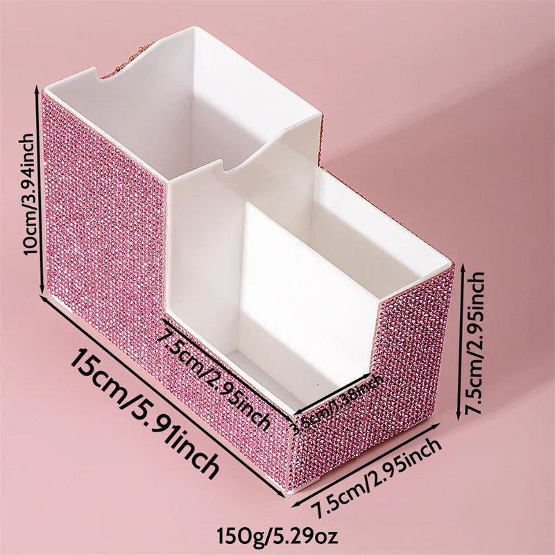 Rhinestone Makeup Organizer – Divided Desktop Storage Case