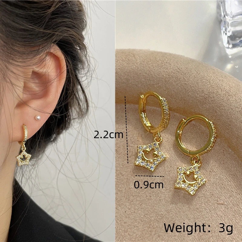 Nixie Zircon Drop Earrings – 14K Gold Plated Sparkle for Women