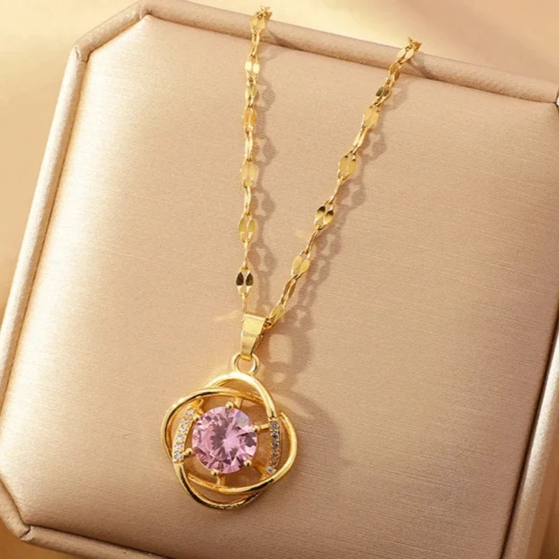 Women's Gold Flower Pendant Necklace | Stainless Steel Chain