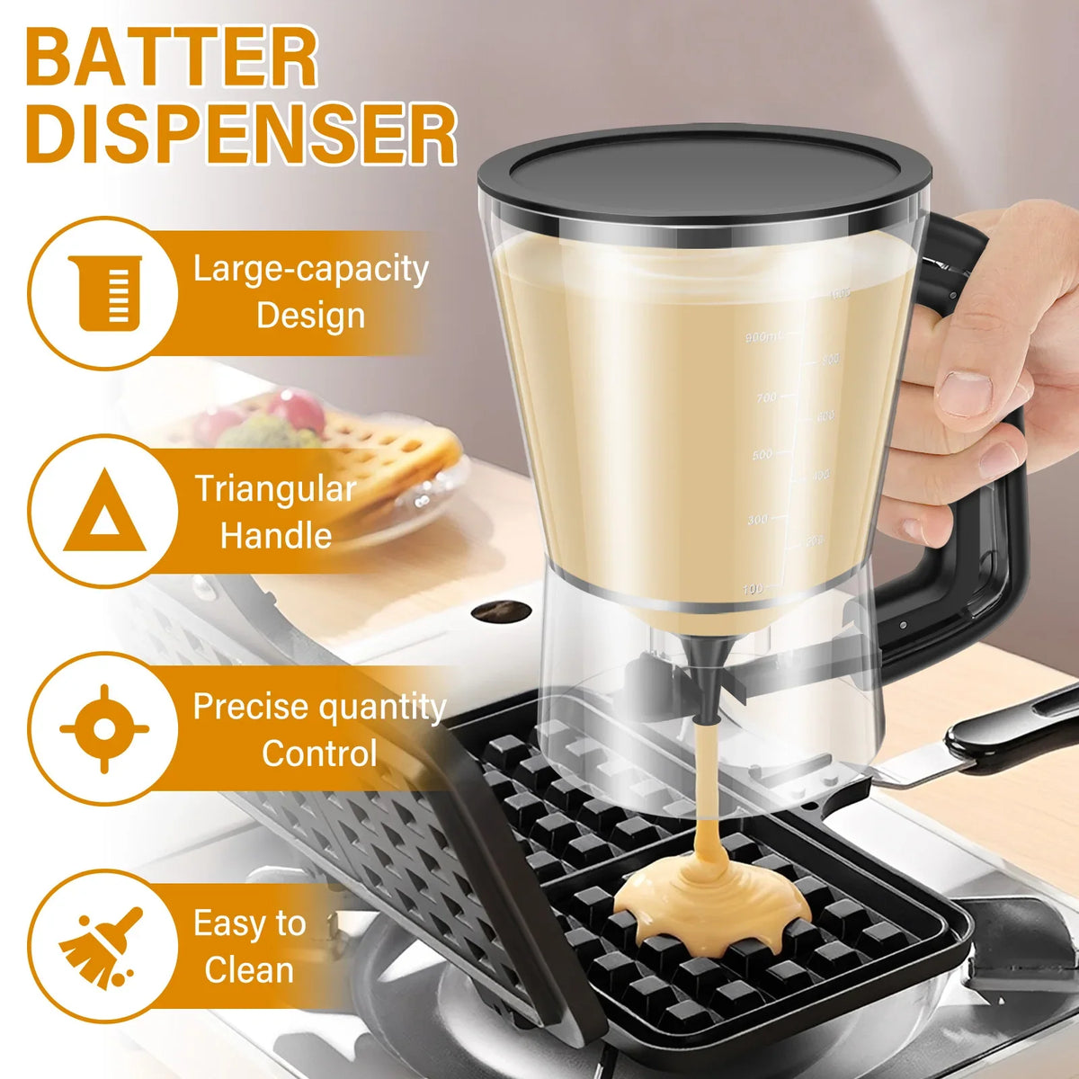 Pancake Batter Dispenser – 3-Cup Drip-Free Bakeware Tool