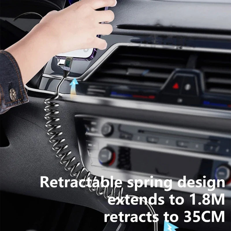 Retractable USB-C 100W PD Cable with Digital Display | 35–180cm