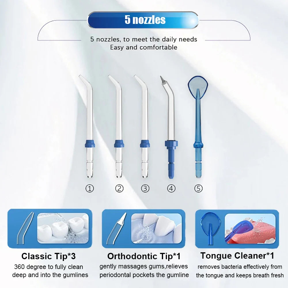 Raugee 800ml Electric Water Flosser Oral Irrigator | 5 Nozzles