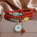 Natural Nanhong Agate Multi-Layer Peace Buckle Bracelet