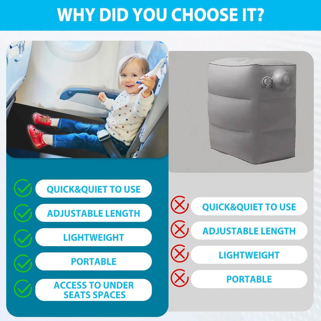 Toddler Airplane Seat Extender & Footrest Travel Bed