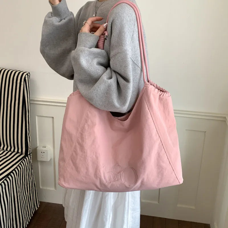 Korean Canvas Tote Bag – Large Women's Commuter Shoulder Bag