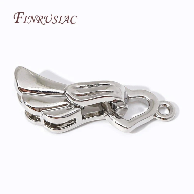 Angel Wings Heart Clasp 18K Gold Plated – DIY Jewelry Connector