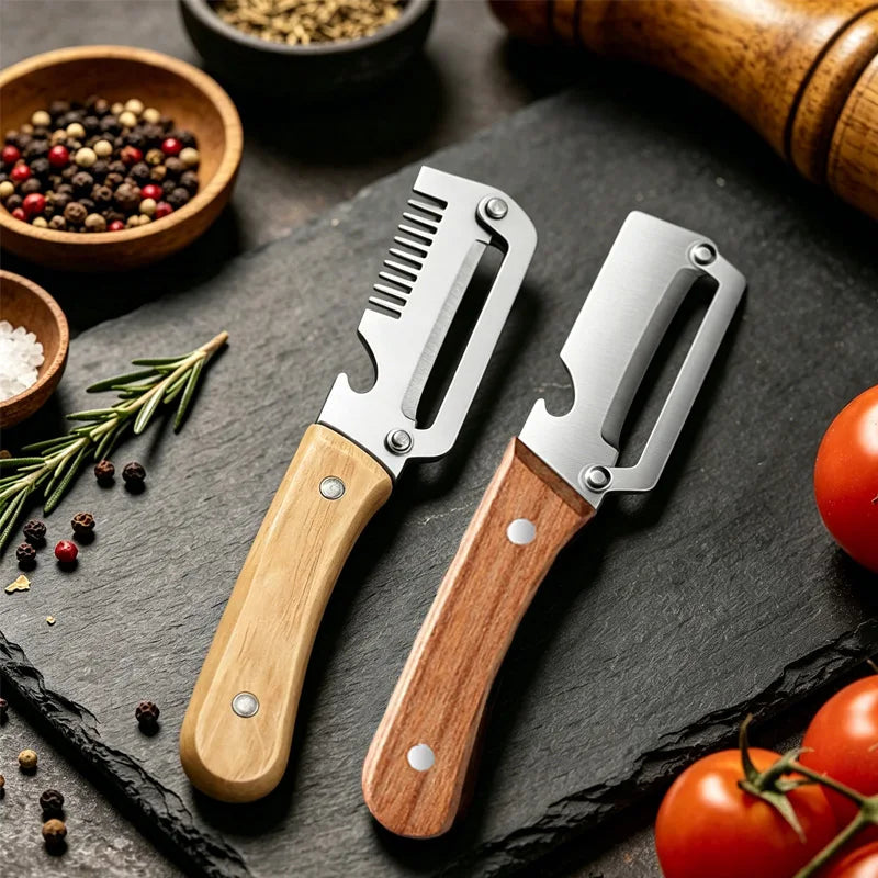Stainless Steel Fruit & Vegetable Peeler Set – Wood Handle