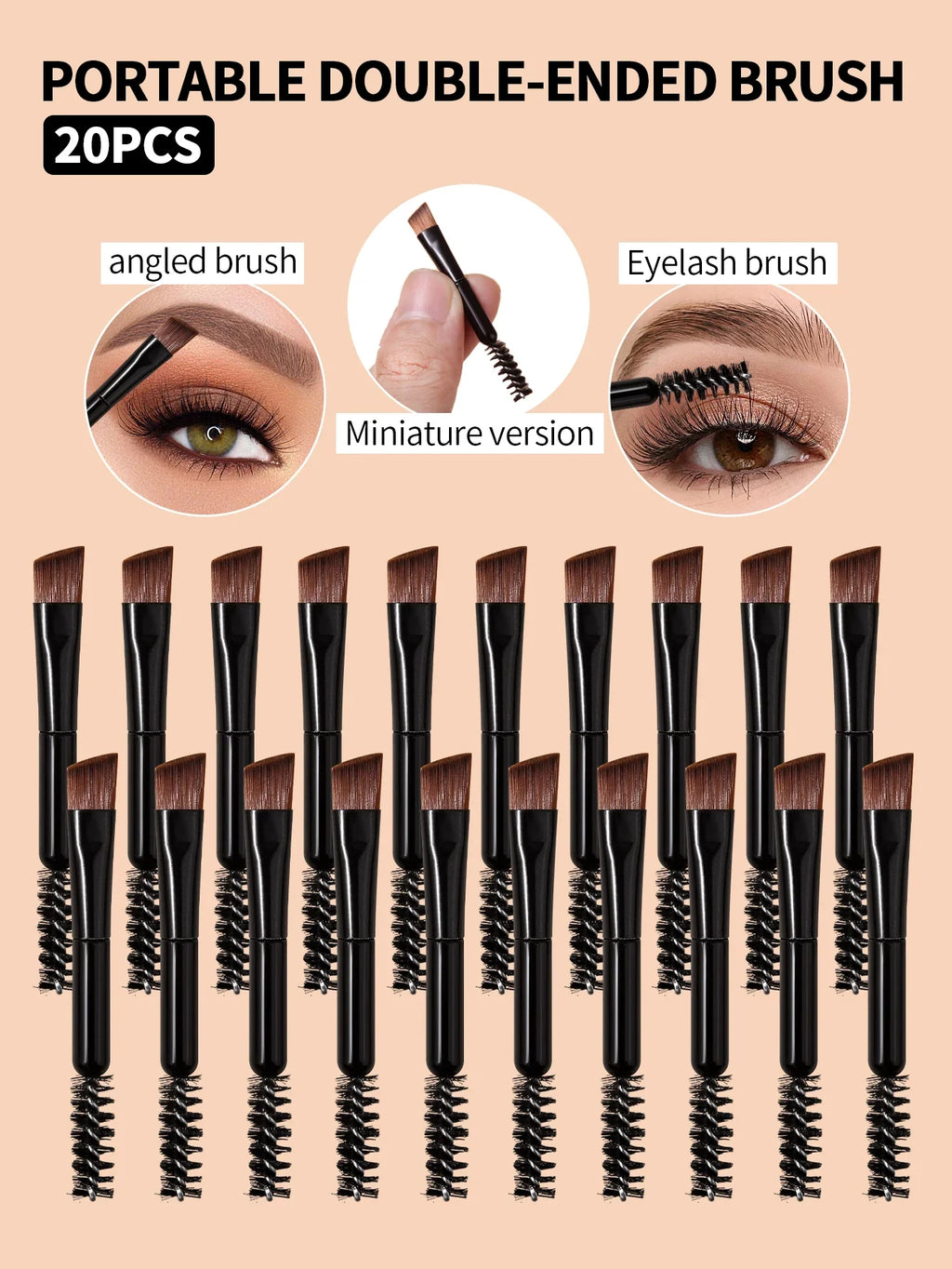 20Pcs Double-Ended Eyebrow Brush & Spoolie Lash Comb Set