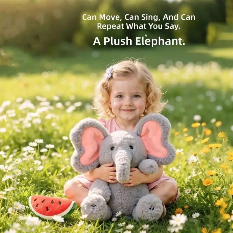 Musical Elephant Plush Toy | Voice Repeat & Feeding Play