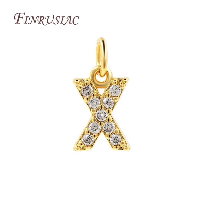 18K Gold Plated Zircon Letter Pendants A-Z Alphabet Charms
