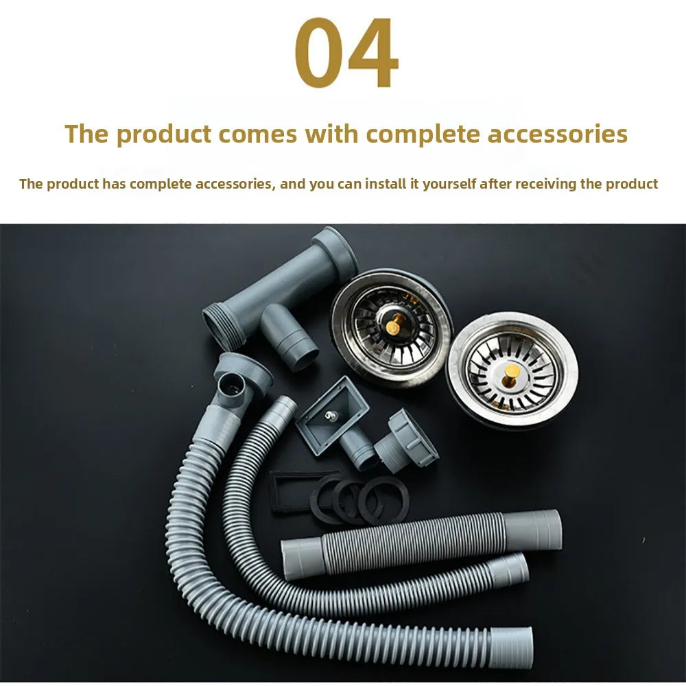 Stainless Steel Kitchen Sink Drain Pipe Set – Single/Double Slot
