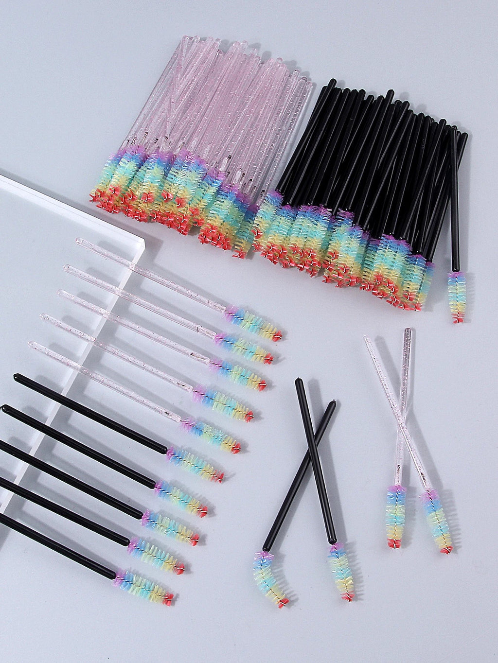 100Pcs Disposable Crystal Mascara Wands & Eyelash Comb Set