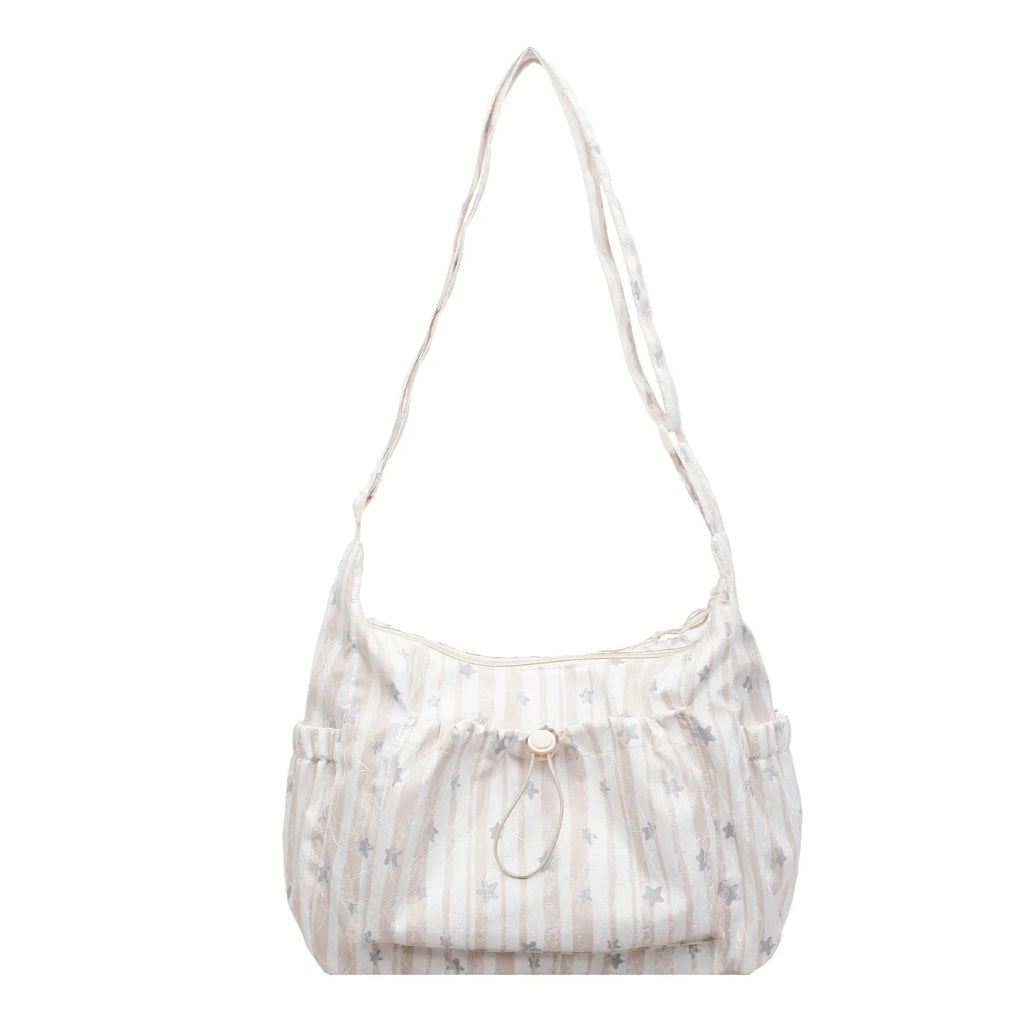Japanese Minimalist Striped Canvas Dumpling Shoulder Bag