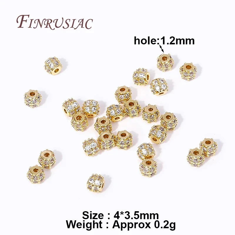 18K Gold Plated Zircon Round Spacer Beads – DIY Jewelry Making