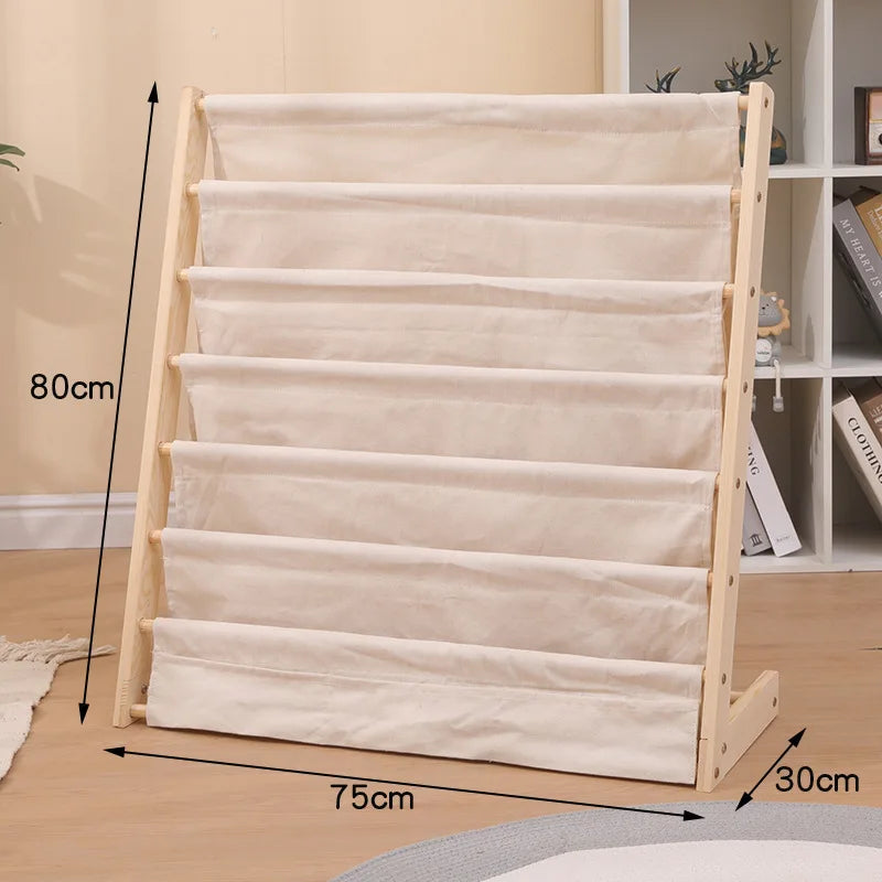 Solid Wood Floor-to-Ceiling Bookshelf – Kids Multi-Layer Rack