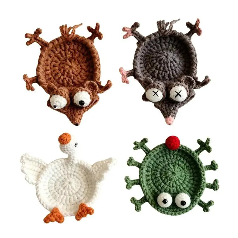 Handmade Animal Crochet Coaster & Desktop Storage Tray