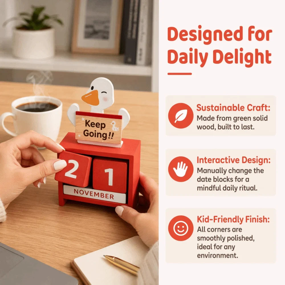 Wooden Block Desk Calendar – Interchangeable Month & Date