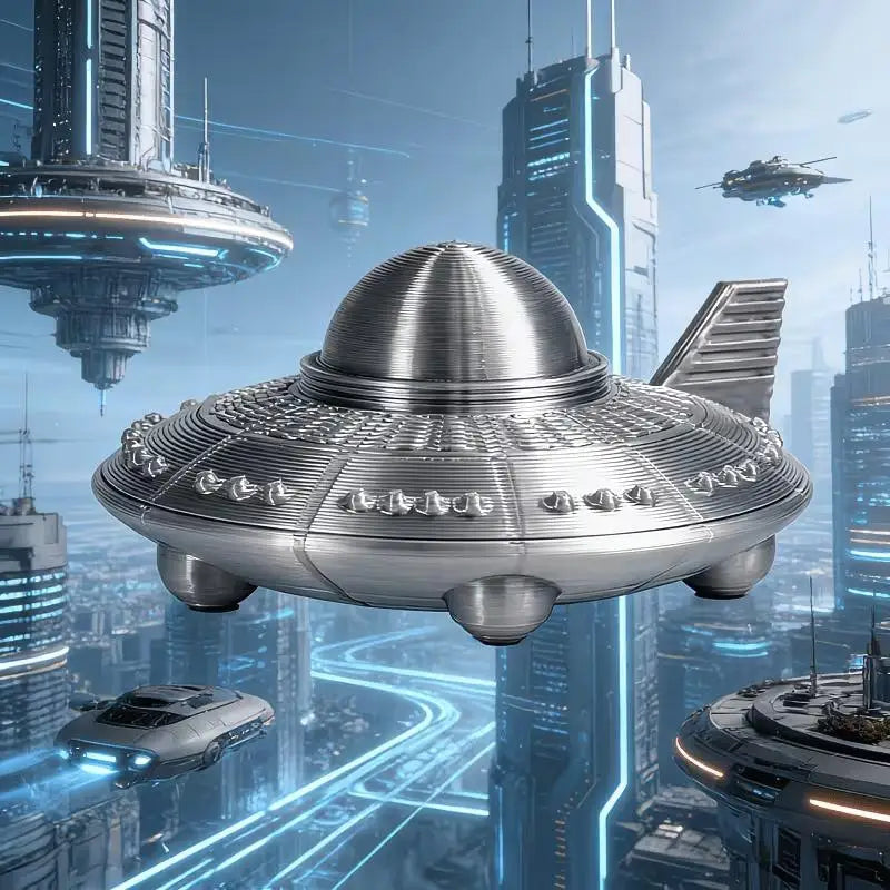 3D Printed UFO Figurine Retro Sci-Fi Alien Spaceship Desk Ornament