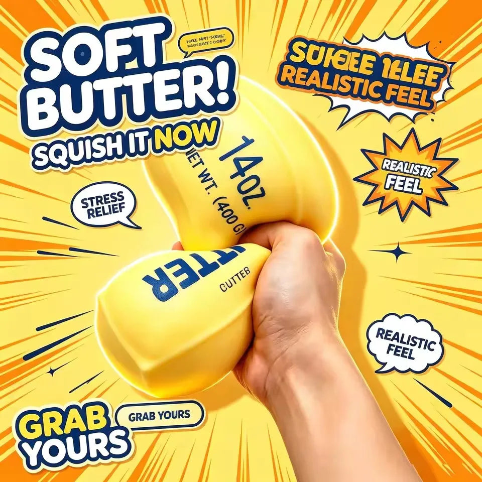 Butter Cheese Stick Squishy Fidget Toy – Soft PU Squeeze
