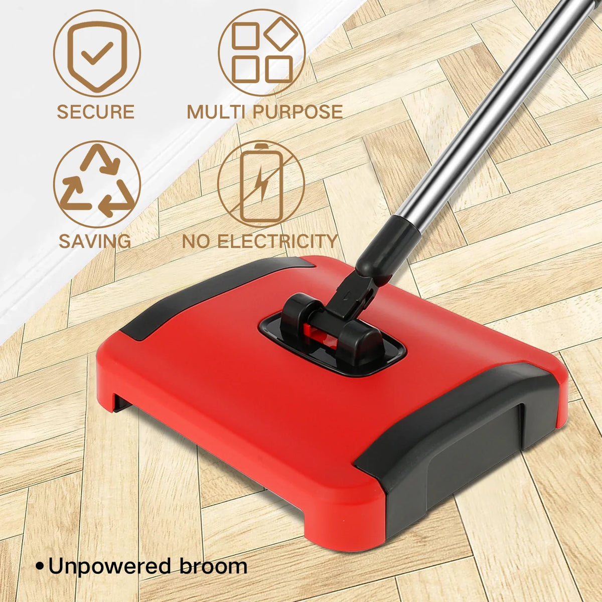 Hand Push Carpet Floor Sweeper – Pet Hair & Dust Cleaner