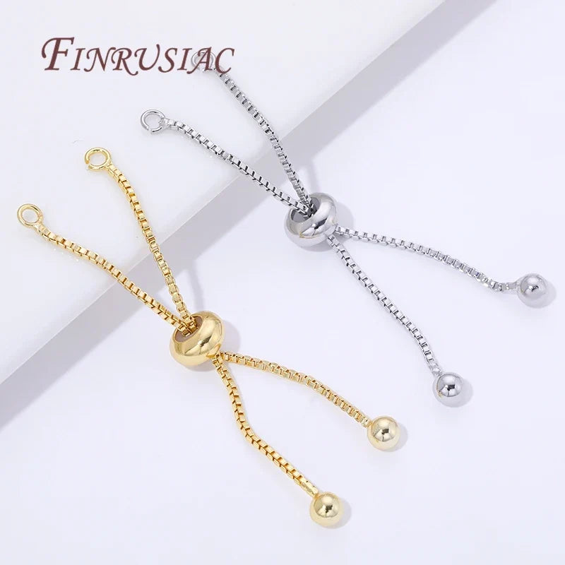 18K Gold Plated Box Chain Bracelet Extender – Slider Beads