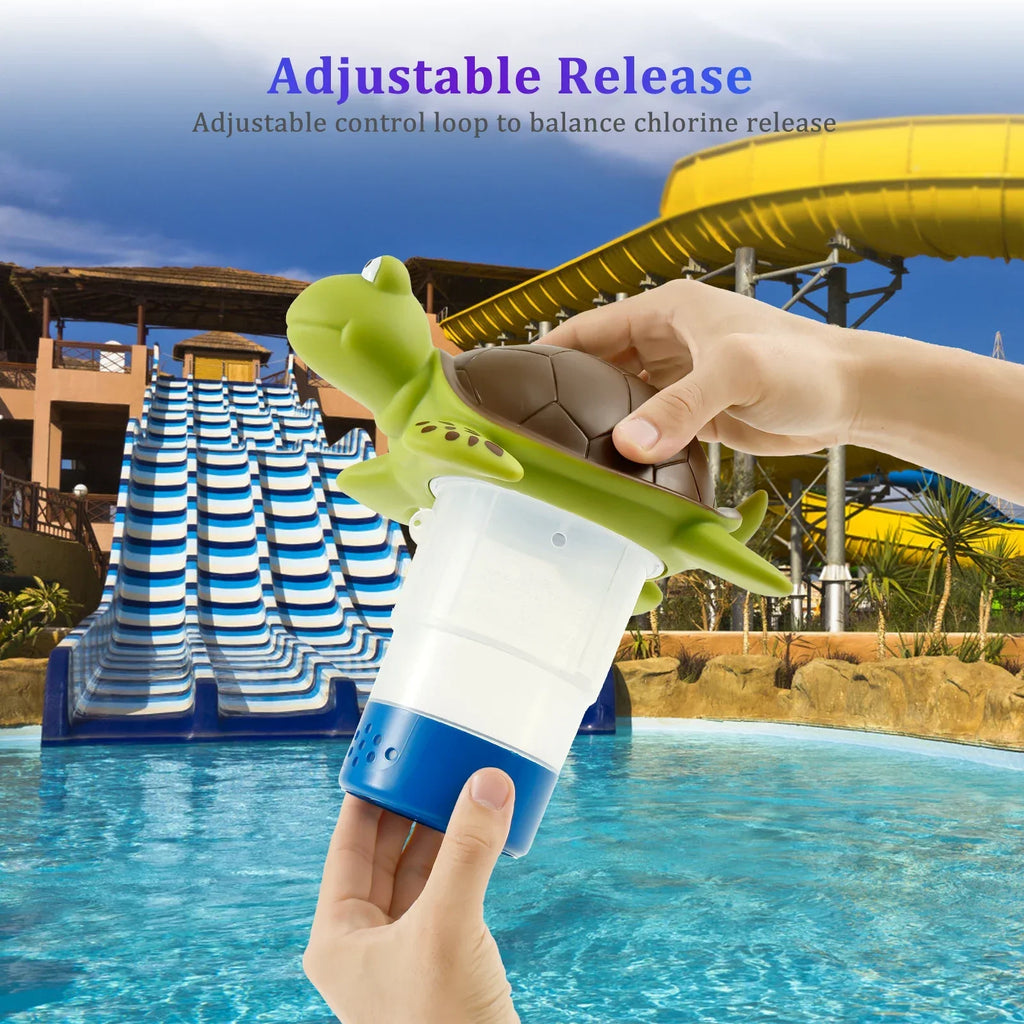 Turtle Pool Chlorine Floater – Adjustable Large Capacity Dispenser
