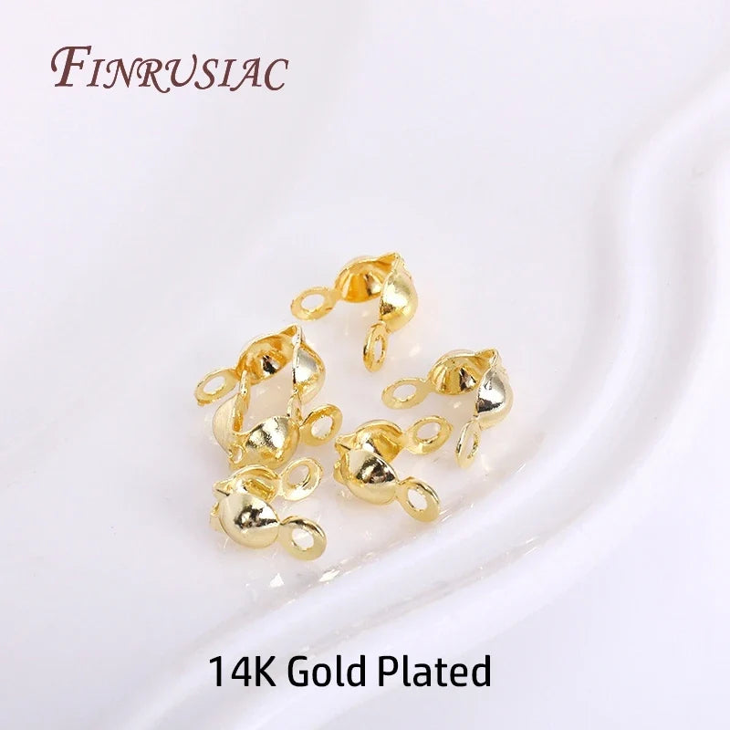 14K/18K Gold Plated Bead Tip Knot Cover Crimp End Caps | DIY