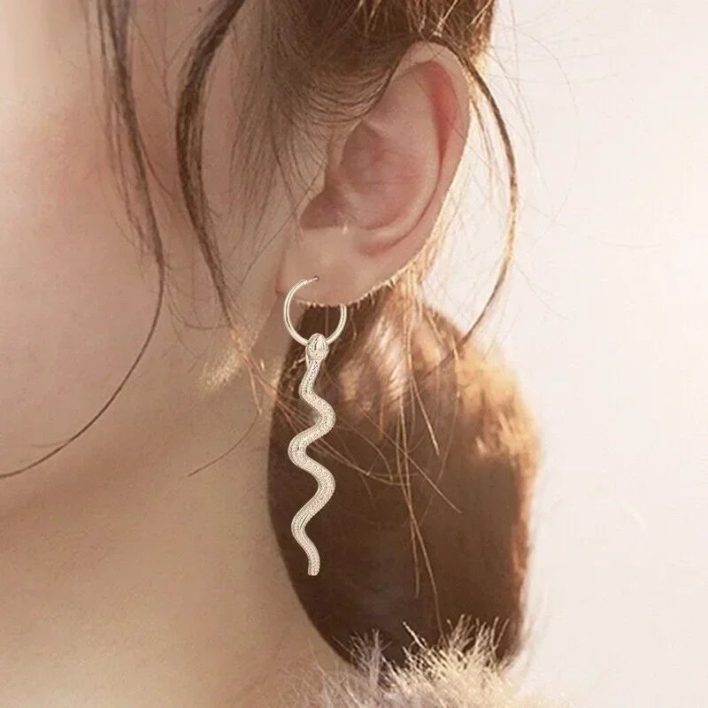 Vintage Snake Dangle Stud Earrings – Zinc Alloy Animal Style