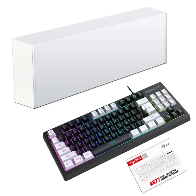 87-Key RGB Gaming Keyboard – USB Wired Membrane Keyboard