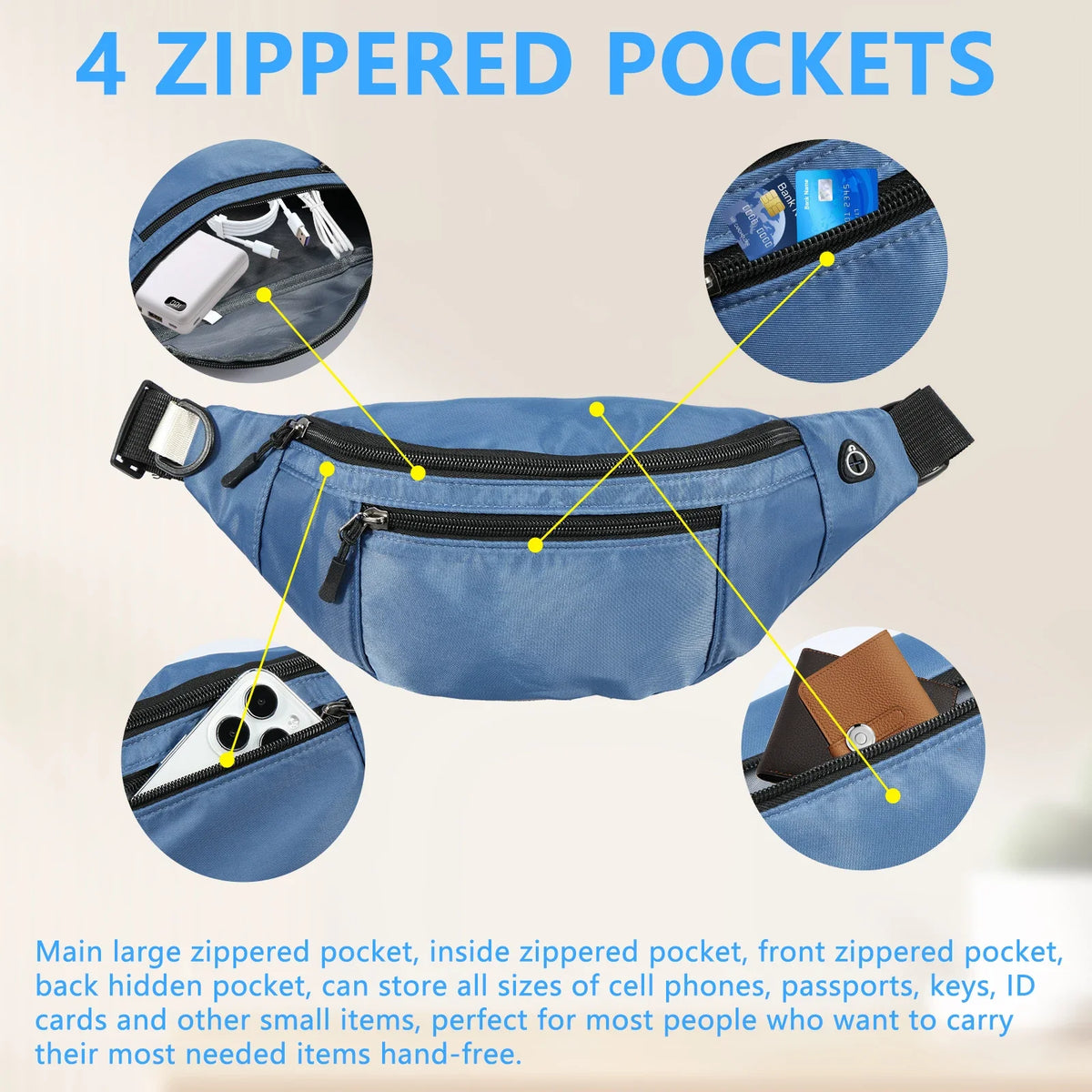 Waterproof Fanny Pack Crossbody Belt Bag for Travel & Hiking