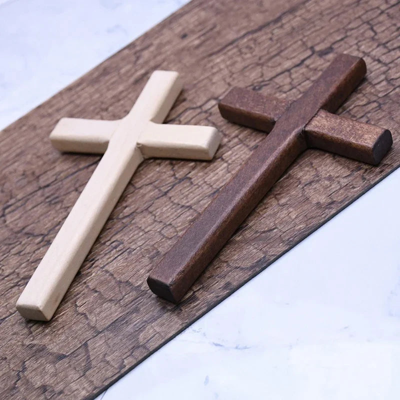 Wooden Wall Cross 12cm Hanging Crucifix – 2 Colors