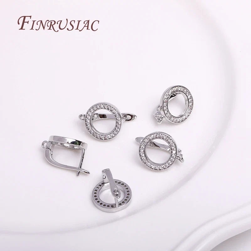 18K Gold Plated Zircon Hollow Round Earring Hook Findings
