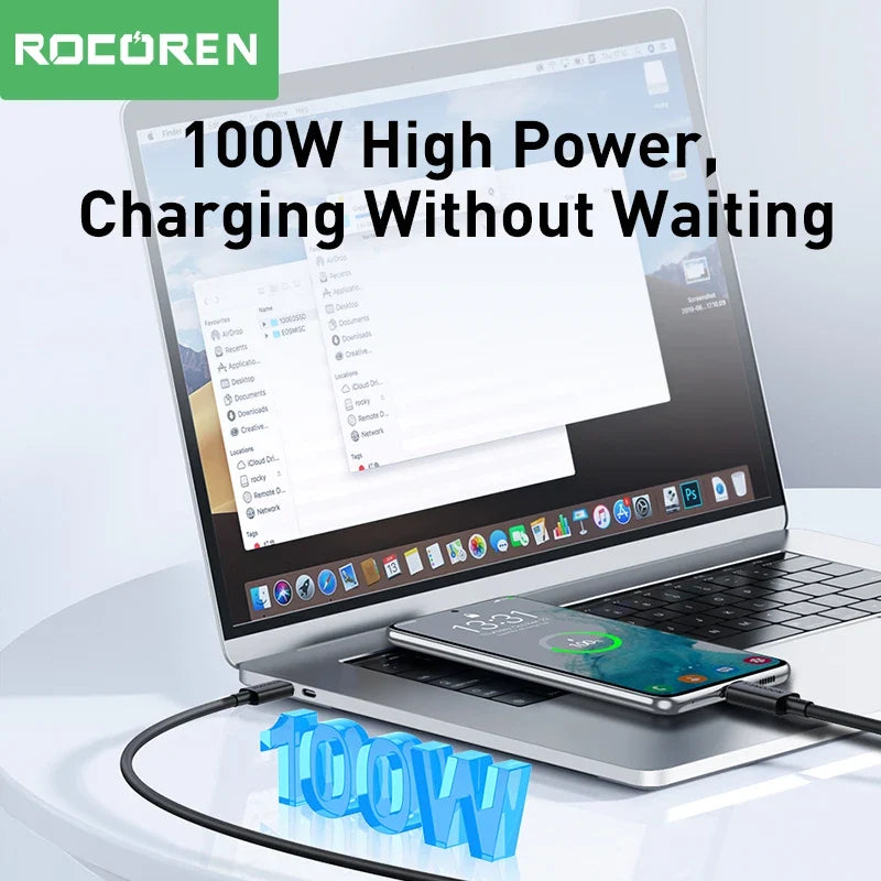 Rocoren 100W USB-C Cable PD 3.0 Fast Charging 5A – MacBook