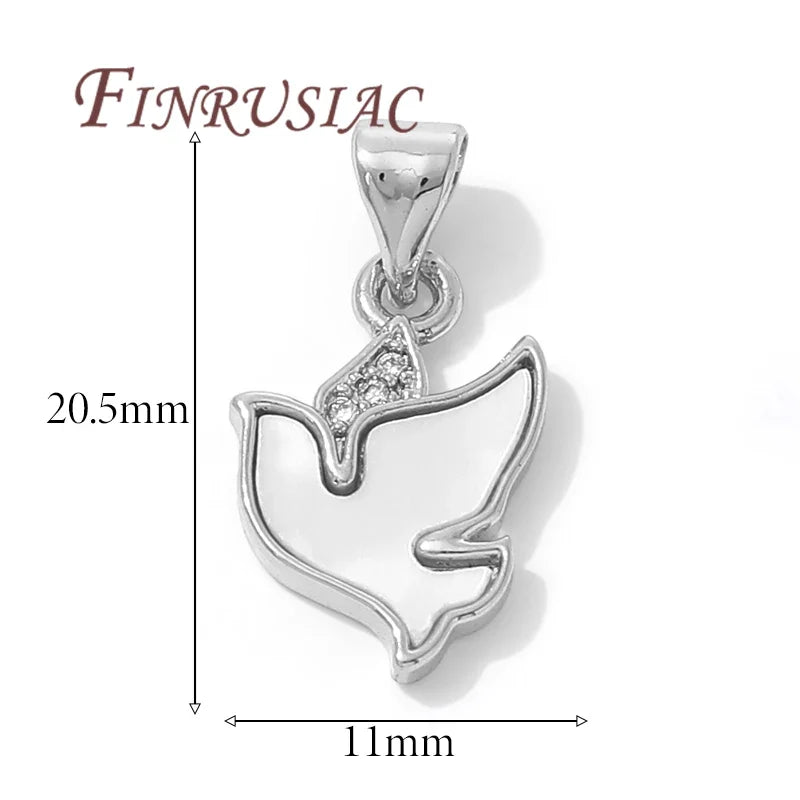 18K Gold Plated Natural Shell Bird Charms | Brass Pendants