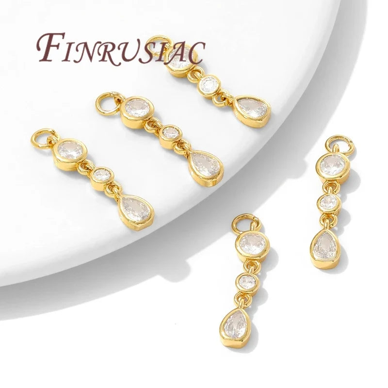 18K Gold Plated Zircon Long Pendant Charm – Necklace & Earring