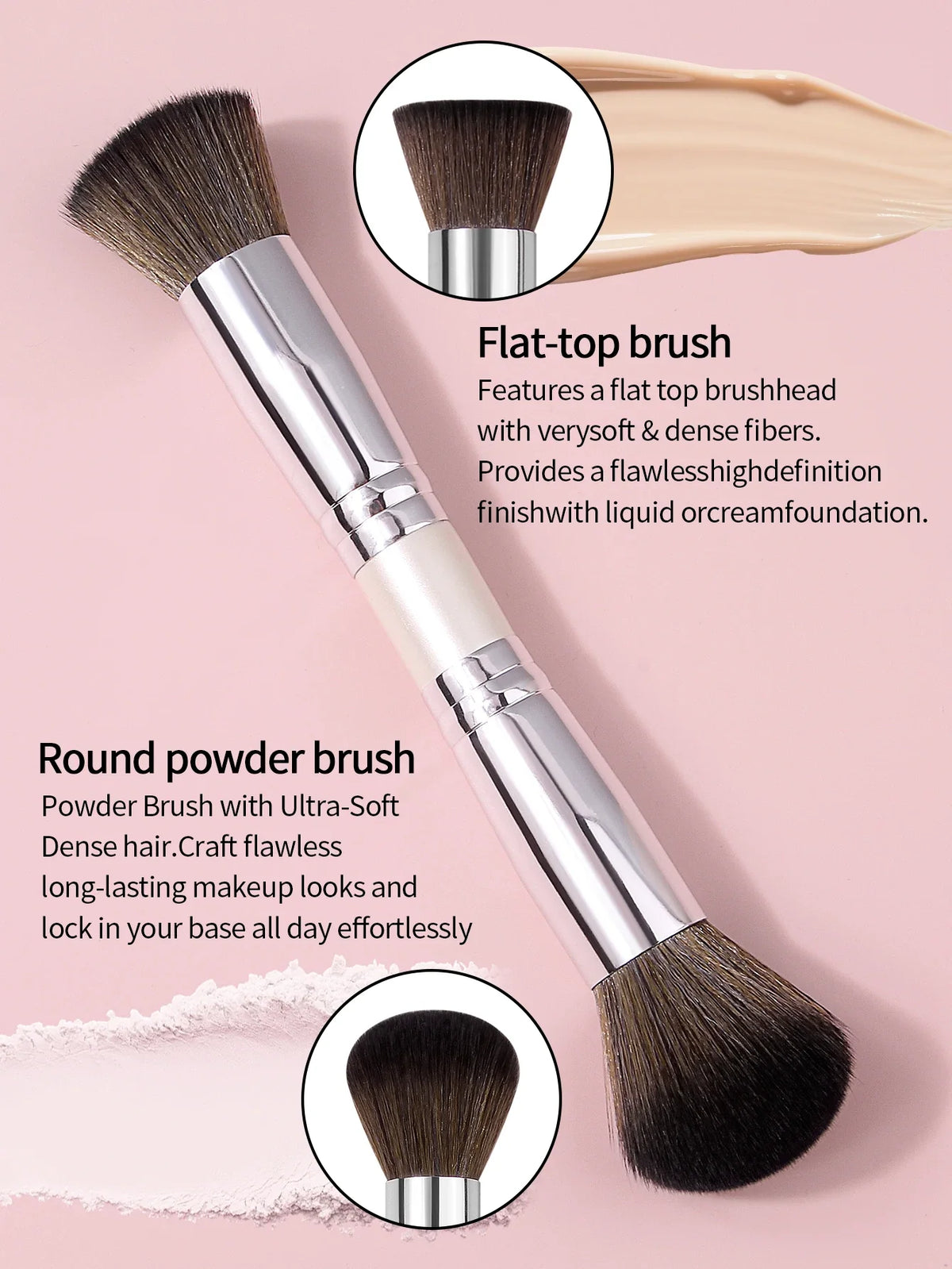 F4 Dual-Ended Makeup Brush – Foundation, Blush & Contour