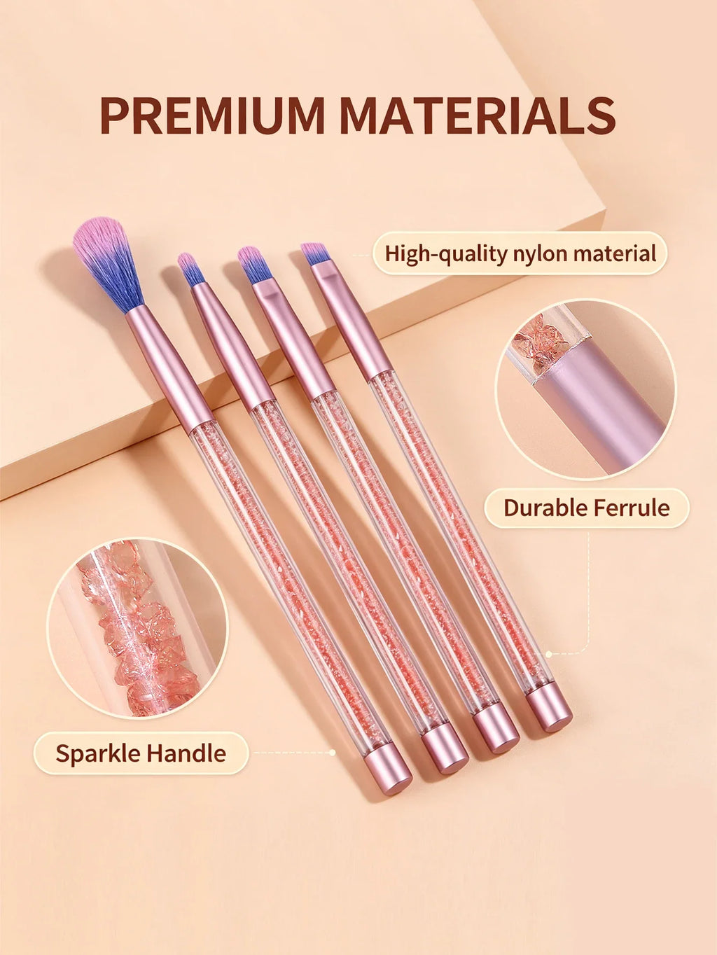 4PCS Makeup Brush Set – Highlighter, Eyebrow, Concealer & Eyeshadow