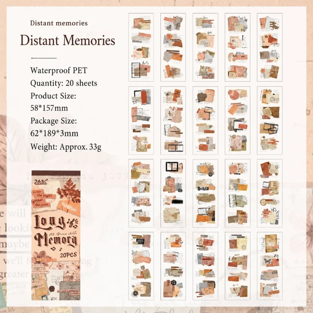 Vintage Landscape Sticker Book – 20 Sheets Retro Collage Pack