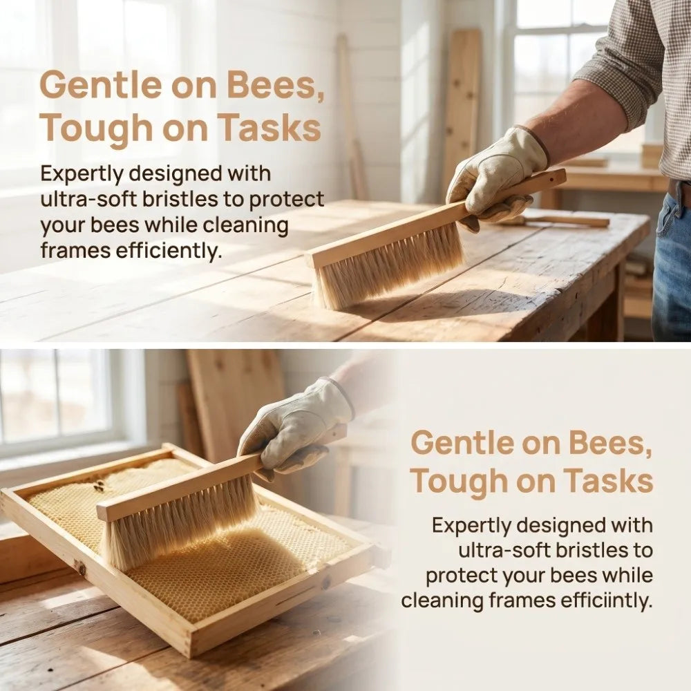 Wooden Handle Soft Bristle Bee Brush – Beekeeping Tool