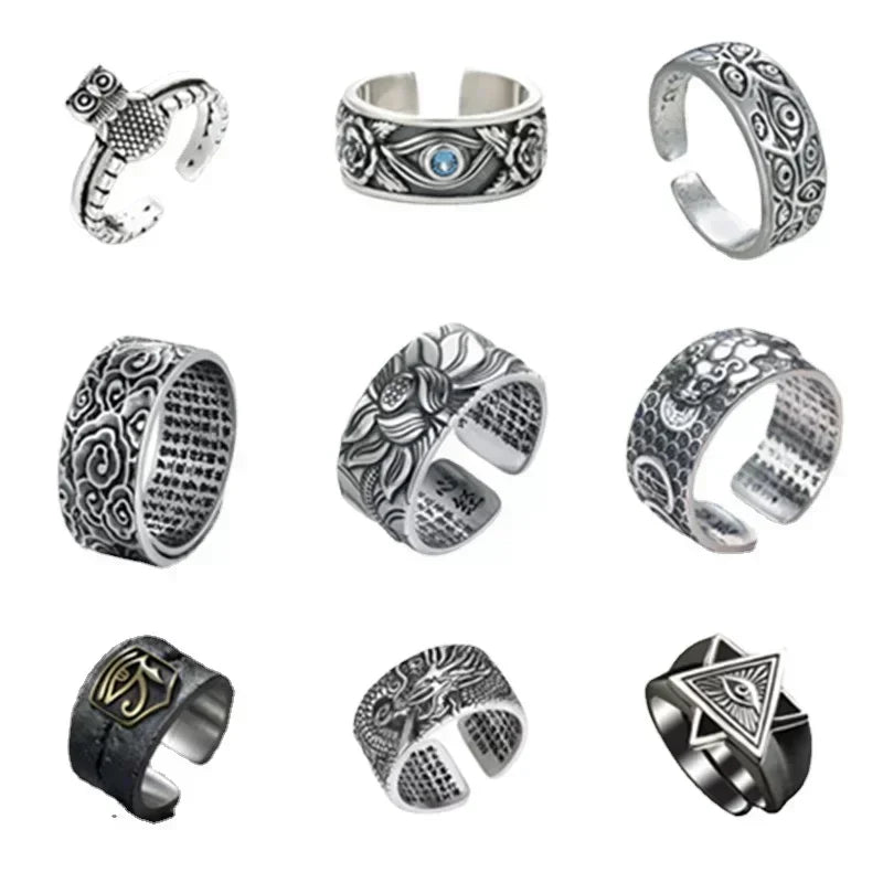 Vintage Punk Dragon Snake Tiger Adjustable Ring | Unisex