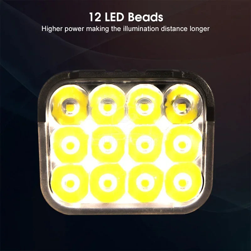 BUCKLOS 12 LED Bike Headlight USB Rechargeable + 140dB Horn