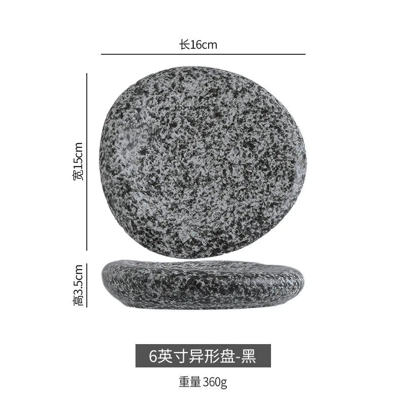 Japanese Stone Pattern Ceramic Plates – Sushi, Steak & Dinner