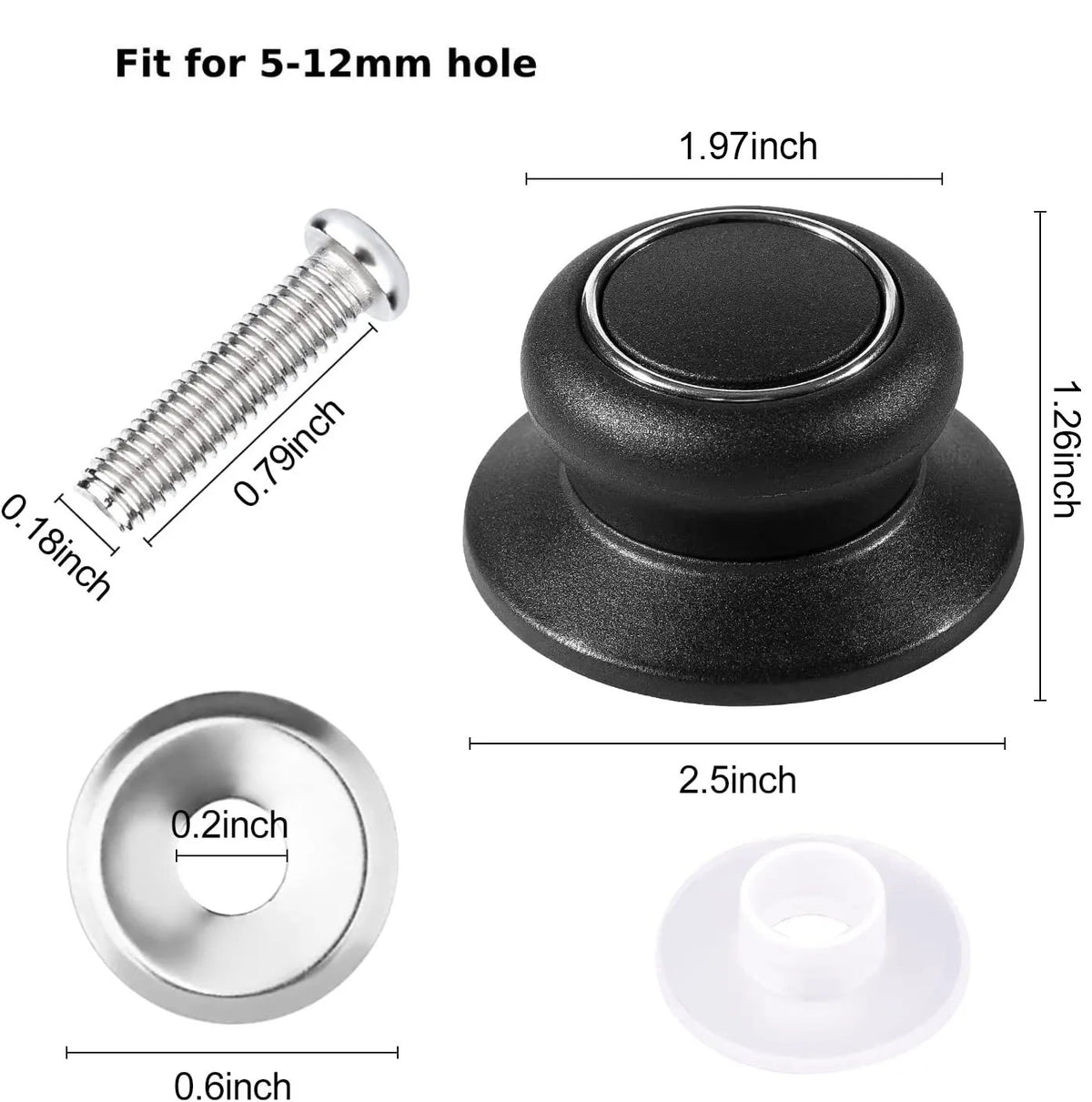 2pcs Universal Replacement Pot Lid Knob Handle for Cookware