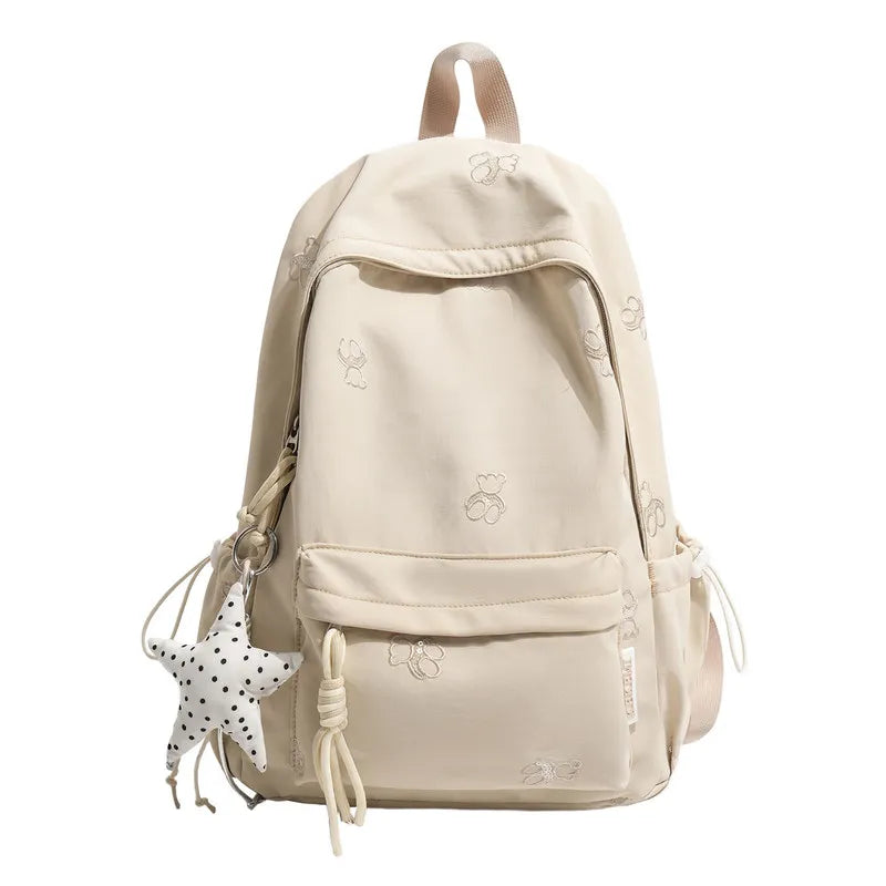 Embroidered Bear Backpack – Large Capacity Lightweight Girls Bag