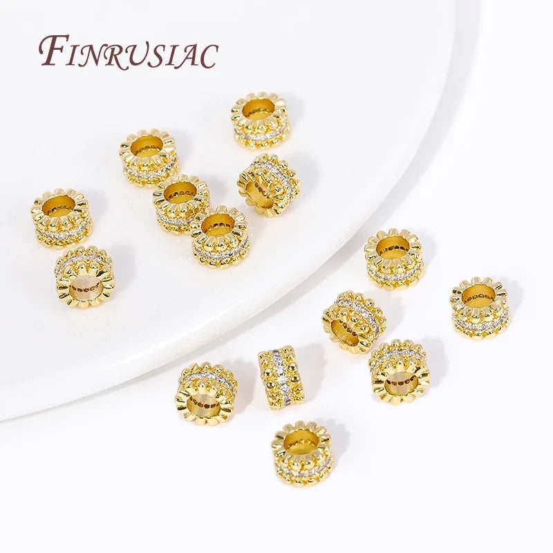 18K Gold Plated Zircon Round Spacer Beads – DIY Jewelry Making