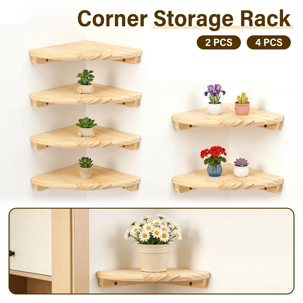 Wooden Scalloped Corner Floating Shelf – 2 or 4 Pack