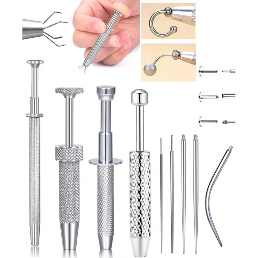 Stainless Steel Piercing Ball Grabber Tool Kit – Lip, Nose & Ear