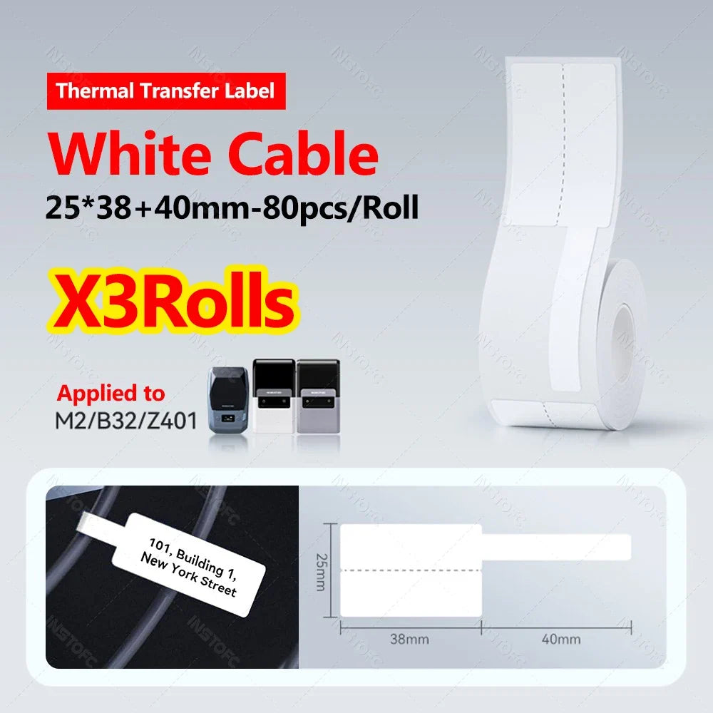 Niimbot M2/M3/B32/Z401 Waterproof Cable Wire Label Stickers